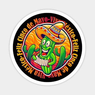 Viva Mexico Feliz Cinco de Mayo Mexican Fiesta Funny Cactus wearing sombrero Mexican Hat Magnet